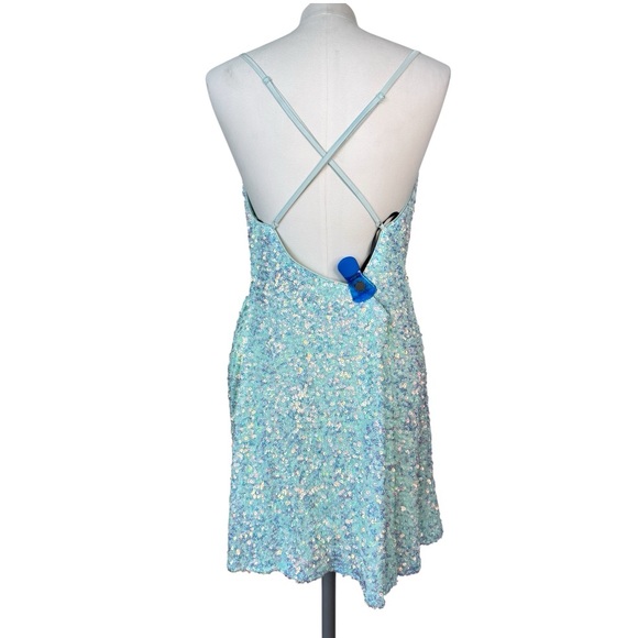 Alyce Paris Women’s Blue Sequin Opal Mini Dress size 16 - Picture 6 of 12
